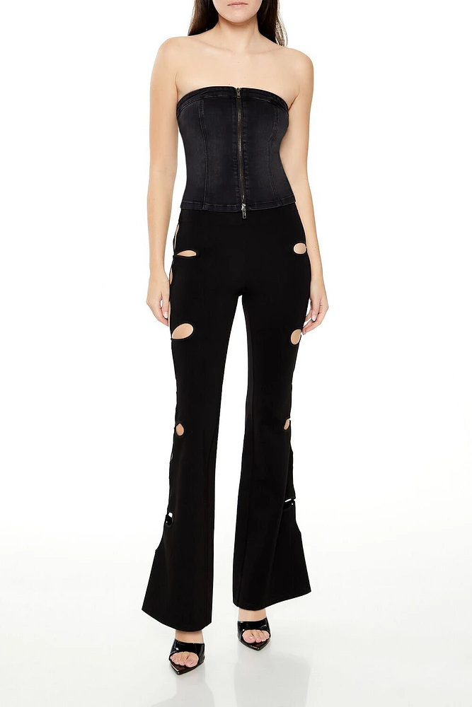 Floral Cutout Flare Pants