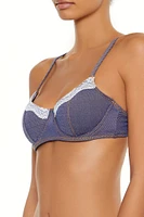 Denim Lace-Trim Underwire Bikini Top