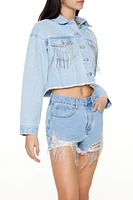 Rhinestone Fringe Denim Jacket