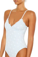 Ribbon Lace-Trim Lingerie Bodysuit