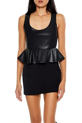 Faux Leather Peplum Crop Top