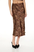 Leopard Print Slip Midi Skirt