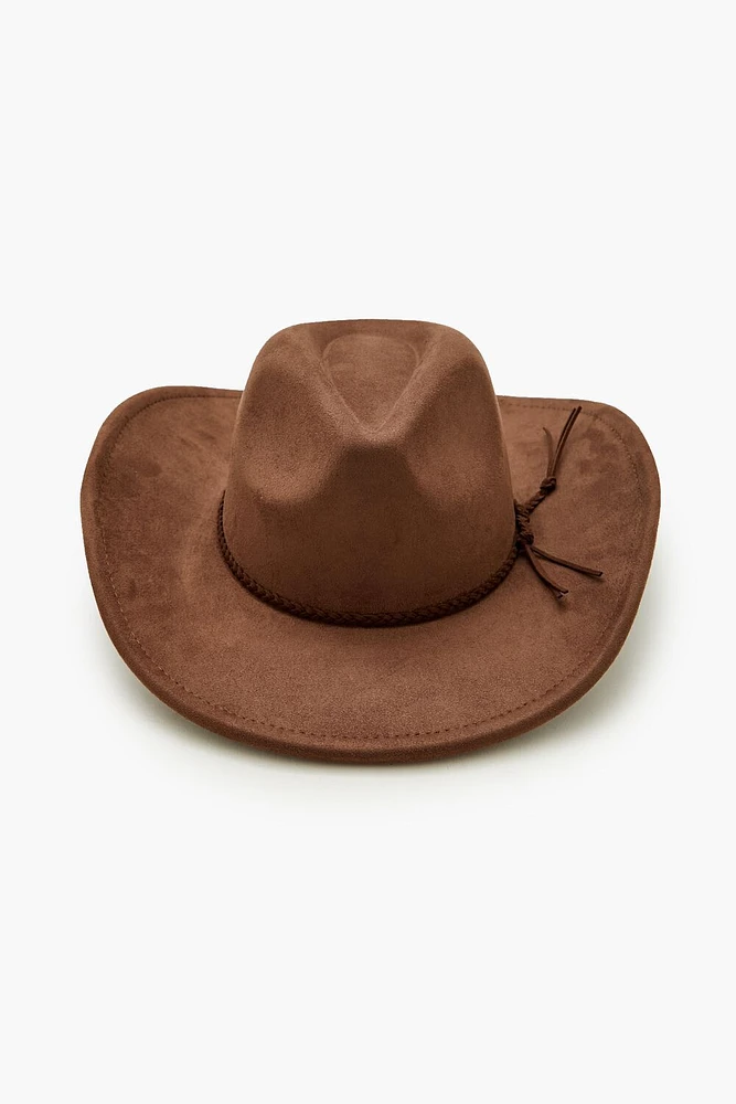 Braided Faux Suede Cowboy Hat
