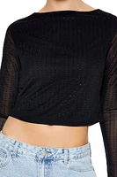 Rhinestone Plunge-Back Crop Top