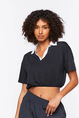 Active Contrast-Trim Cropped Tee