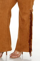 Plus Faux Suede Fringe Pants