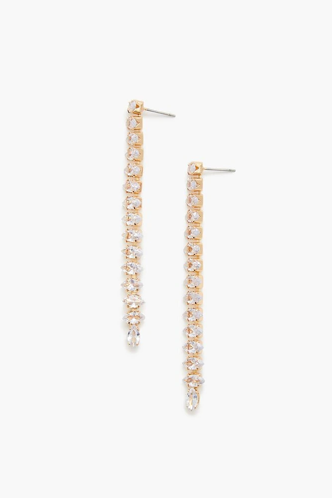 Rhinestone Box Chain Drop Earrings