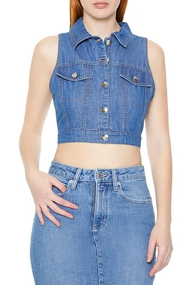 Denim Sleeveless Crop Top