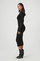 Shoulder Cutout Sweater Midi Dress