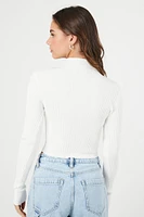 Mock Neck Sweater-Knit Crop Top