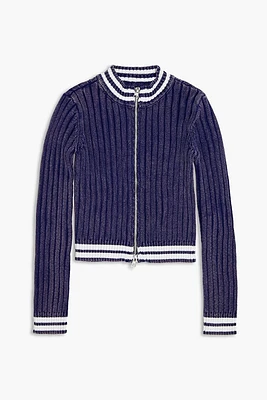 Girls Varsity-Striped Cardigan Sweater (Kids)