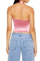 Satin Halter Crop Top