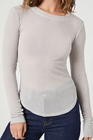 Ribbed Knit Dolphin-Hem Top