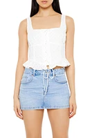 Lace-Up Eyelet Bustier Tank Top