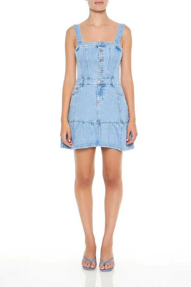 Denim Fit & Flare Mini Dress