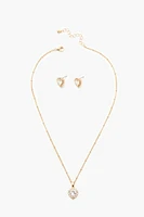 CZ Heart Necklace & Earring Set