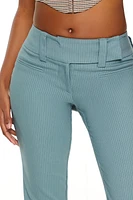 Pinstriped Low-Rise Flare Pants