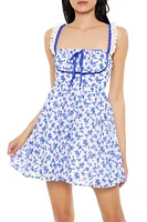 Lace-Trim Floral Babydoll Mini Dress