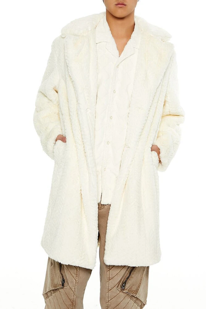 Unisex Notched Plush Longline Coat