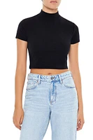 Mock Neck Cropped Tee