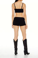 Sweater-Knit Chain Belt Shorts