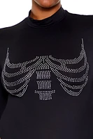 Plus Skeleton Rhinestone Bodysuit