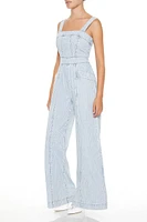 Pinstriped Denim Wide-Leg Jumpsuit