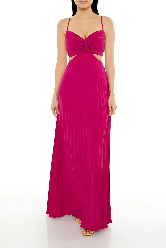 Pleated Cutout Maxi Dress