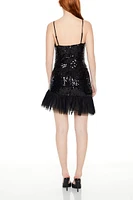 Asymmetrical Sequin Mini Dress