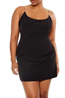 Plus Rhinestone Cami Mini Dress