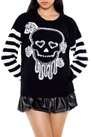 Floral Skull Graphic Sweater