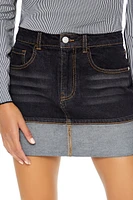 Foldover Denim Mini Skirt