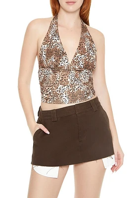 Leopard Print Halter Crop Top