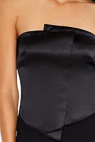 Asymmetrical Satin Crop Top