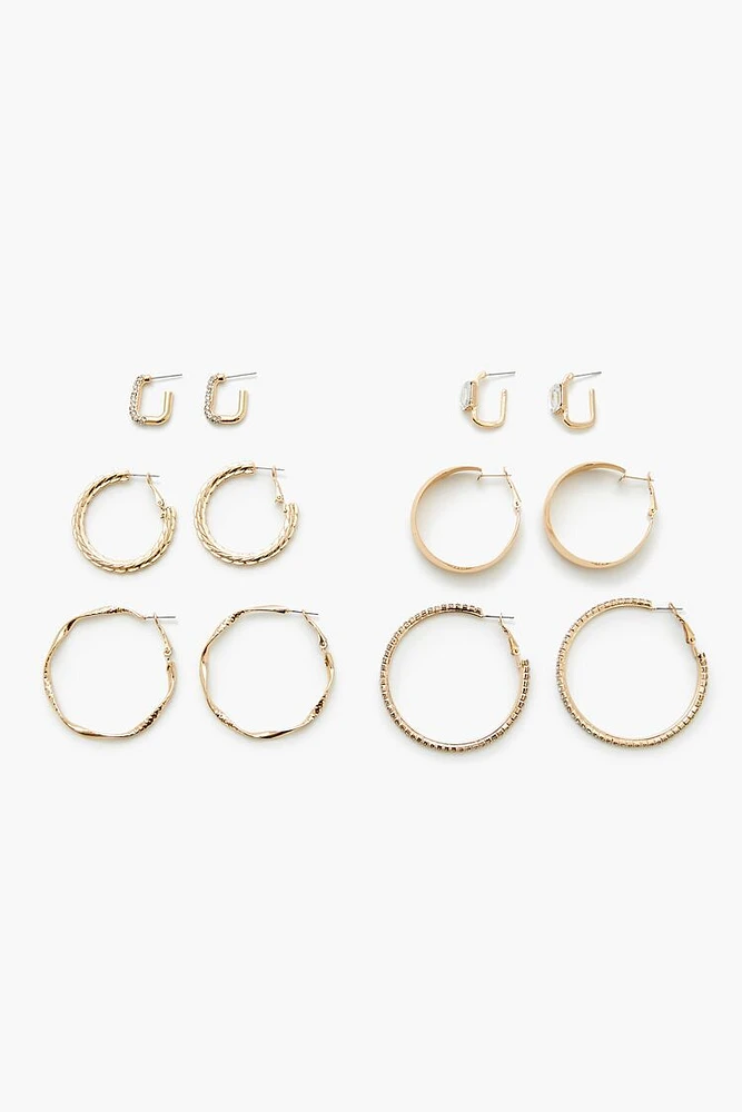 Rhinestone Hoop Earring Set