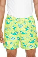 Sea Life Print Swim Trunks