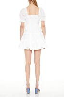 Eyelet Puff-Sleeve Mini Dress