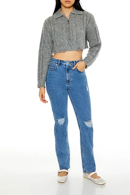 High-Rise Distressed Jeans