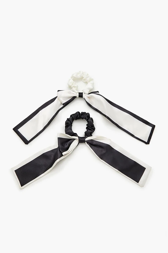 Two-Tone Bow Hair Scrunchie Set