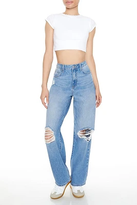 Distressed Straight Jeans