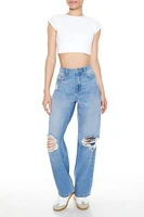 Distressed Straight Jeans