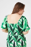 Plus Tropical Leaf Print Top