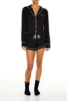 Piped-Trim Shirt & Shorts Pajama Set