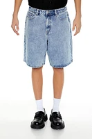 Mid-Rise Denim Baggy Shorts