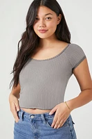 Lace-Trim Cropped Tee