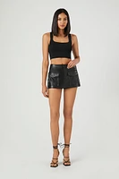 Faux Leather A-Line Skort