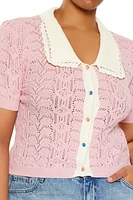 Plus Pointelle Sweater-Knit Shirt