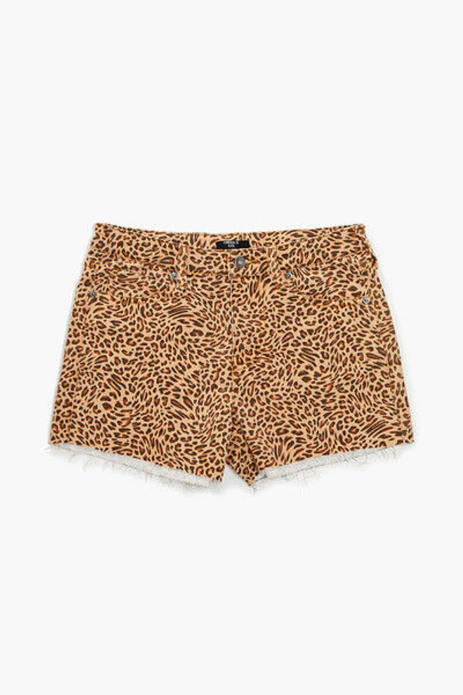 Girls Leopard Denim Shorts (Kids)