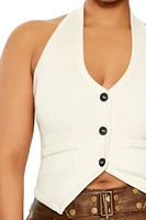Plus Sweater-Knit Halter Top