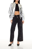 Metallic Zip-Up Bomber Jacket